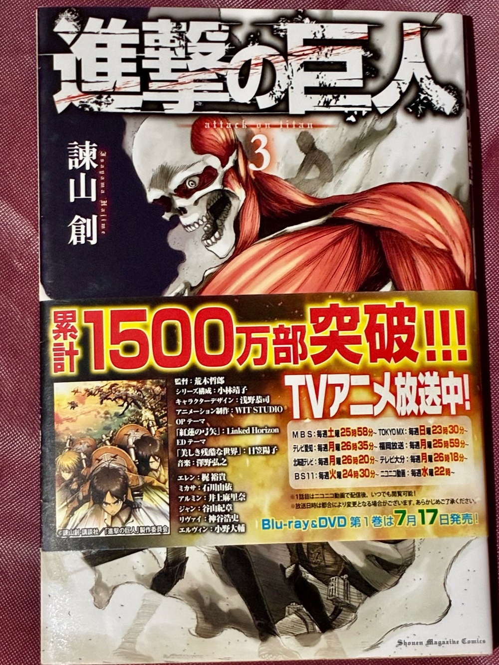 2013 Volume 3 of the Japanese manga series "Attack on Titan”